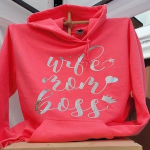 Sweatshirt Hoodie Wife Mom Boss Large